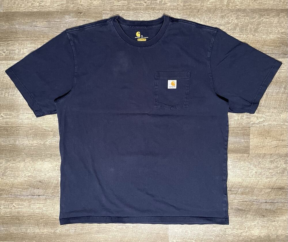 Y2K Carhartt Shirt Navy Pocket Workwear Men’s Size XL Faded Grunge